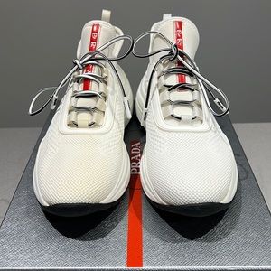 Prada Knit Lace Up Trainer Sneakers